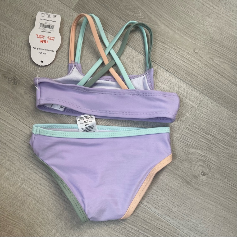 Wonder Nation Baby and Toddler Girl Bikini, 2-Piece, Size 18M